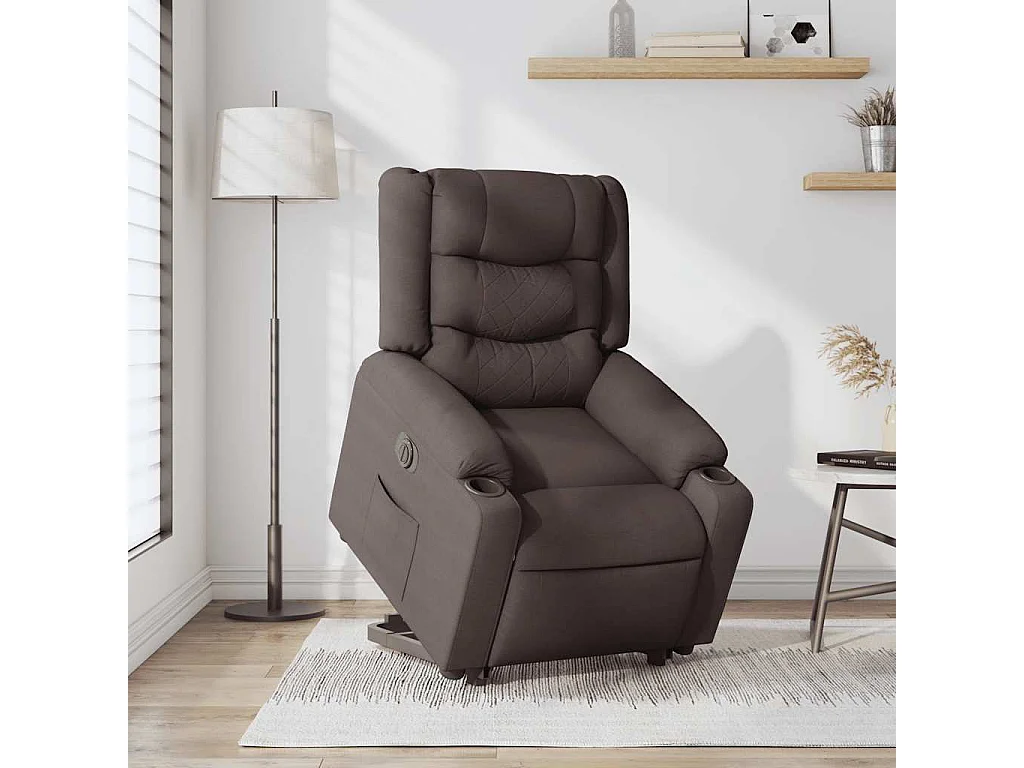 Fauteuil inclinable électrique-Chaise de relax-Fauteuil TV marron foncé tissu SHL5406