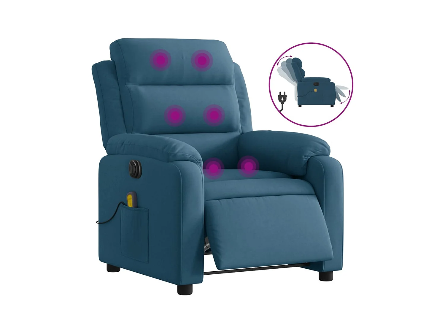 Fauteuil inclinable électrique-Chaise-Fauteuil de Massage bleu velours SHL950