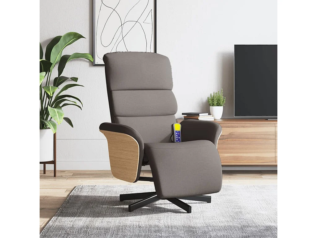 Massagesessel | Relaxsessel mit Fußteil Taupe Stoff SHL15932