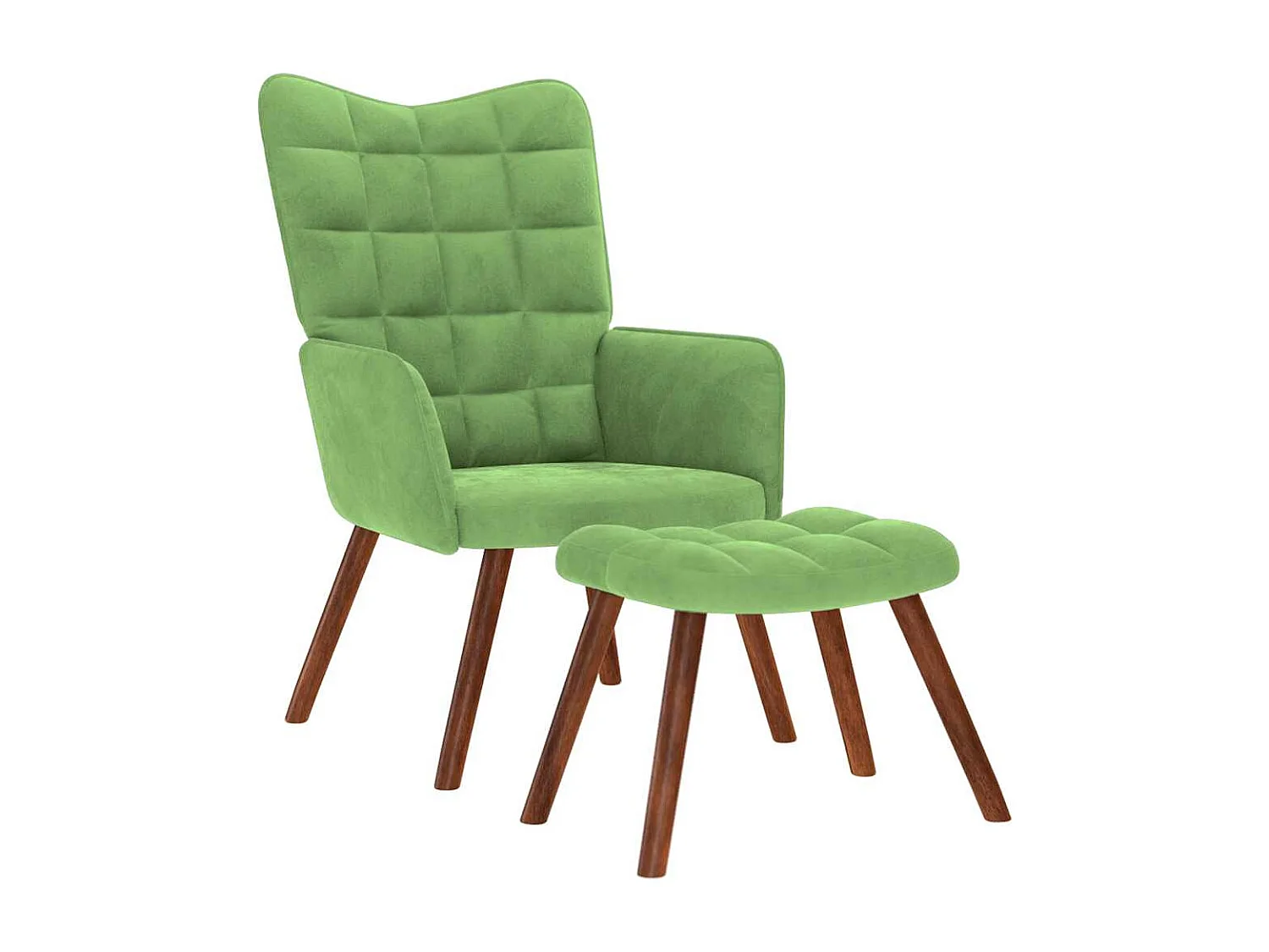 Relaxsessel mit Hocker | Lounge Sessel Hellgrün Samt SHL51538