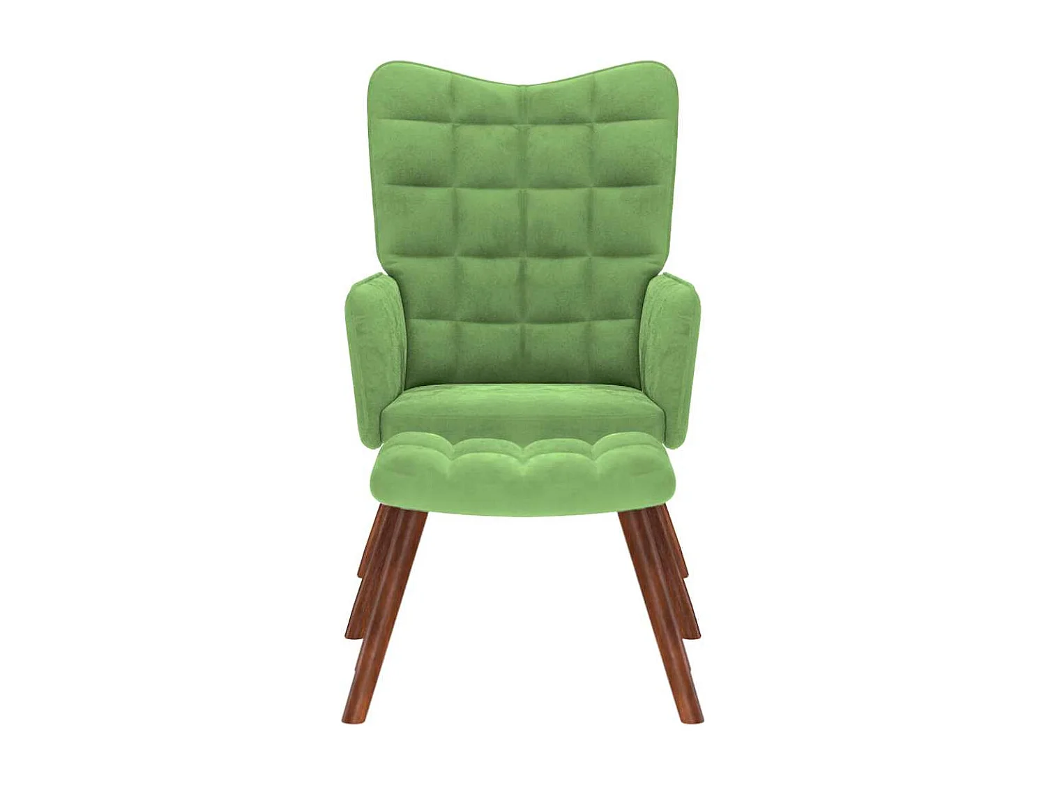 Relaxsessel mit Hocker | Lounge Sessel Hellgrün Samt SHL51538