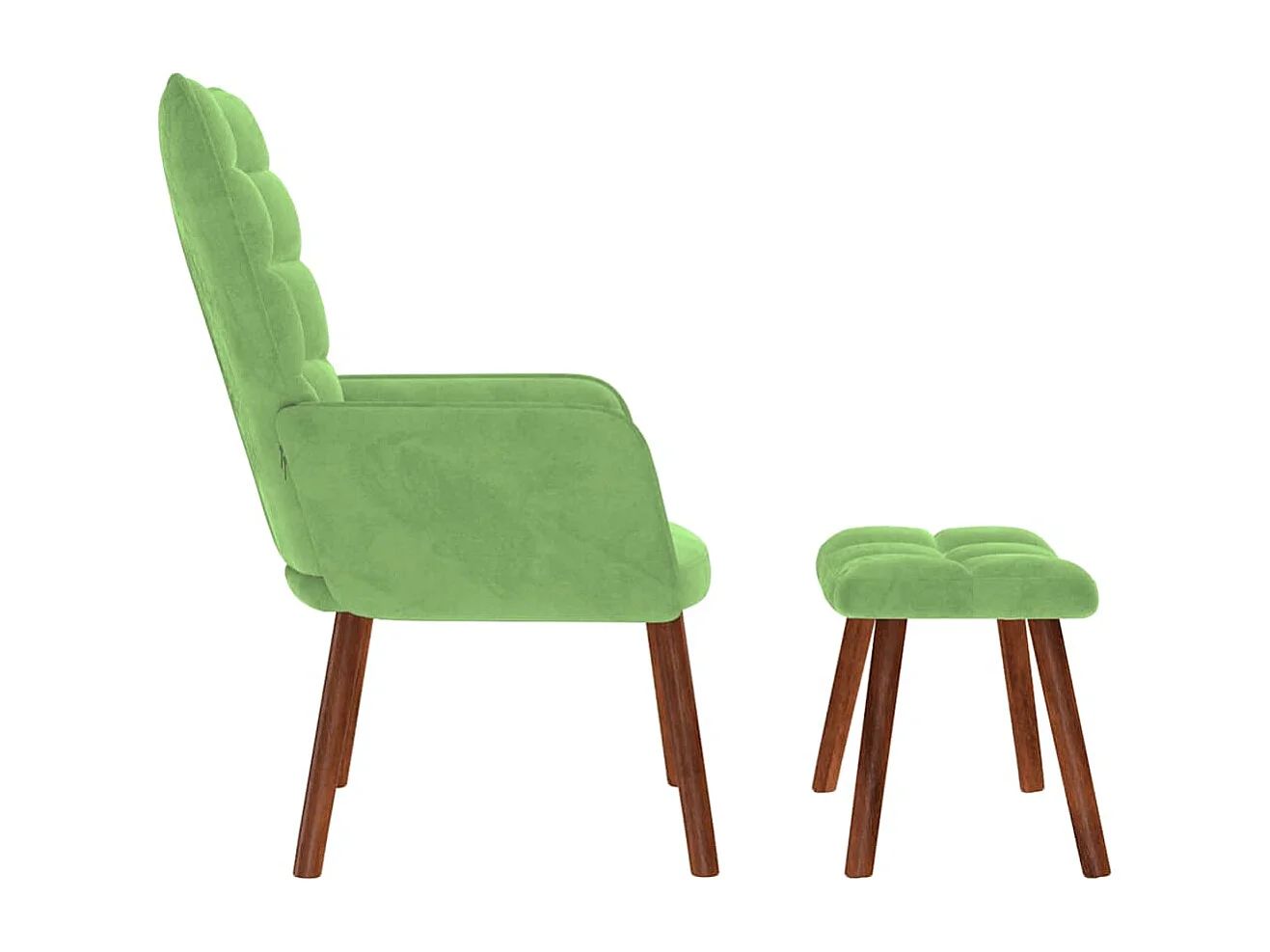 Relaxsessel mit Hocker | Lounge Sessel Hellgrün Samt SHL51538