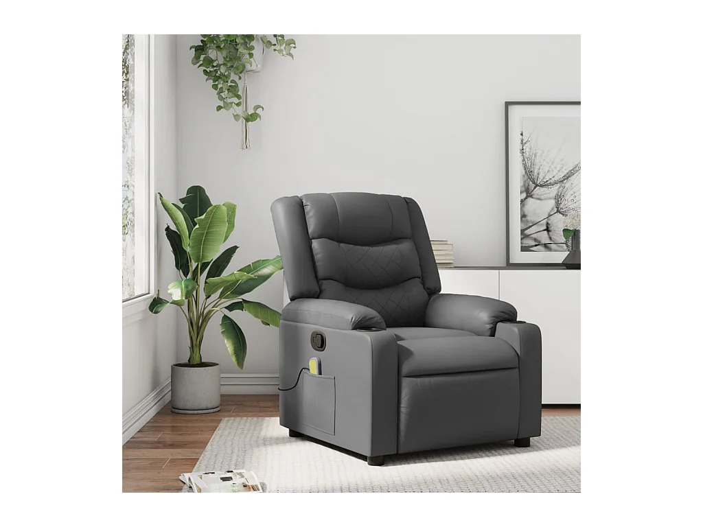 Fauteuil inclinable-Chaise de relax-Fauteuil de Massage gris similicuir SHL2272