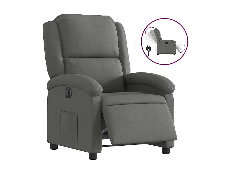 Poltrona Confortável | Poltrona reclinável elétrica tecido cinzento-escuro SHL39423