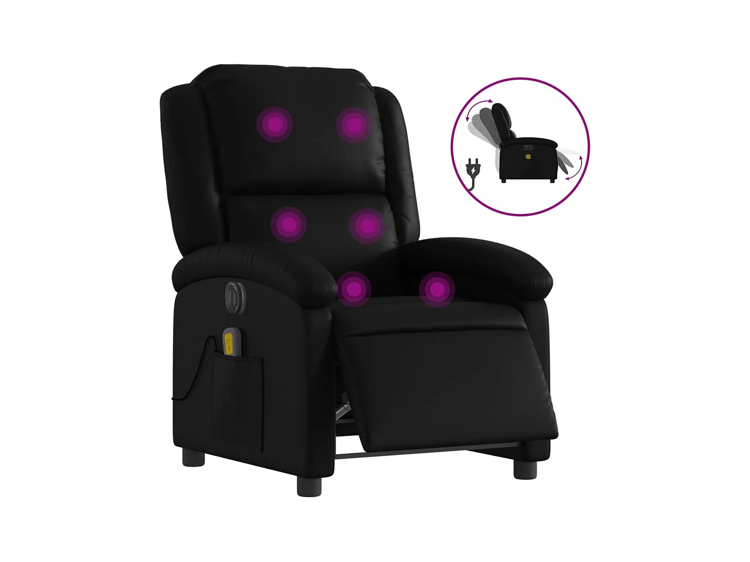 Fauteuil inclinable électrique-Fauteuil de massage pour Salon noir similicuir SHL1301
