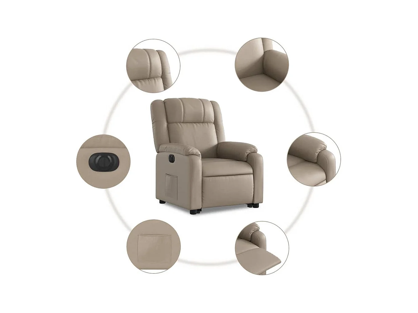 Fauteuil inclinable électrique-Chaise de relax-Fauteuil salon cappuccino similicuir SHL3135