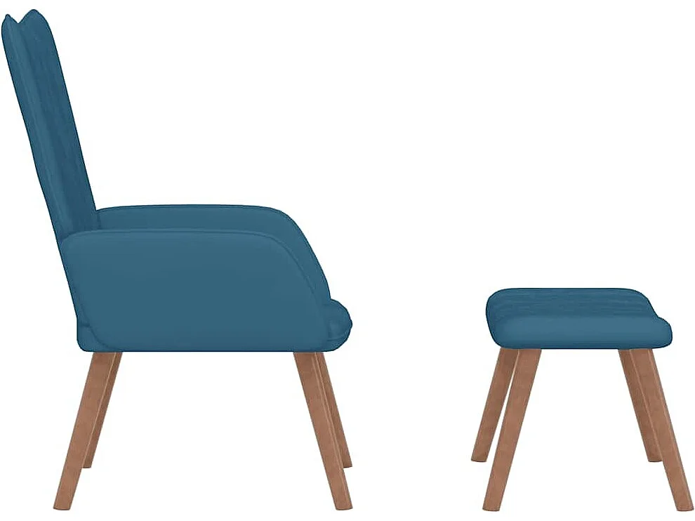 Fauteuil de relaxation moderne avec repose-pied Bleu Velours SHL1174