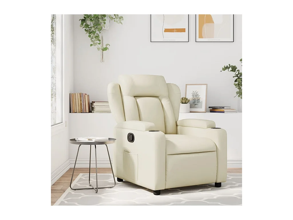 Sillón de relax | Sillón reclinable de cuero sintético crema SHL7022
