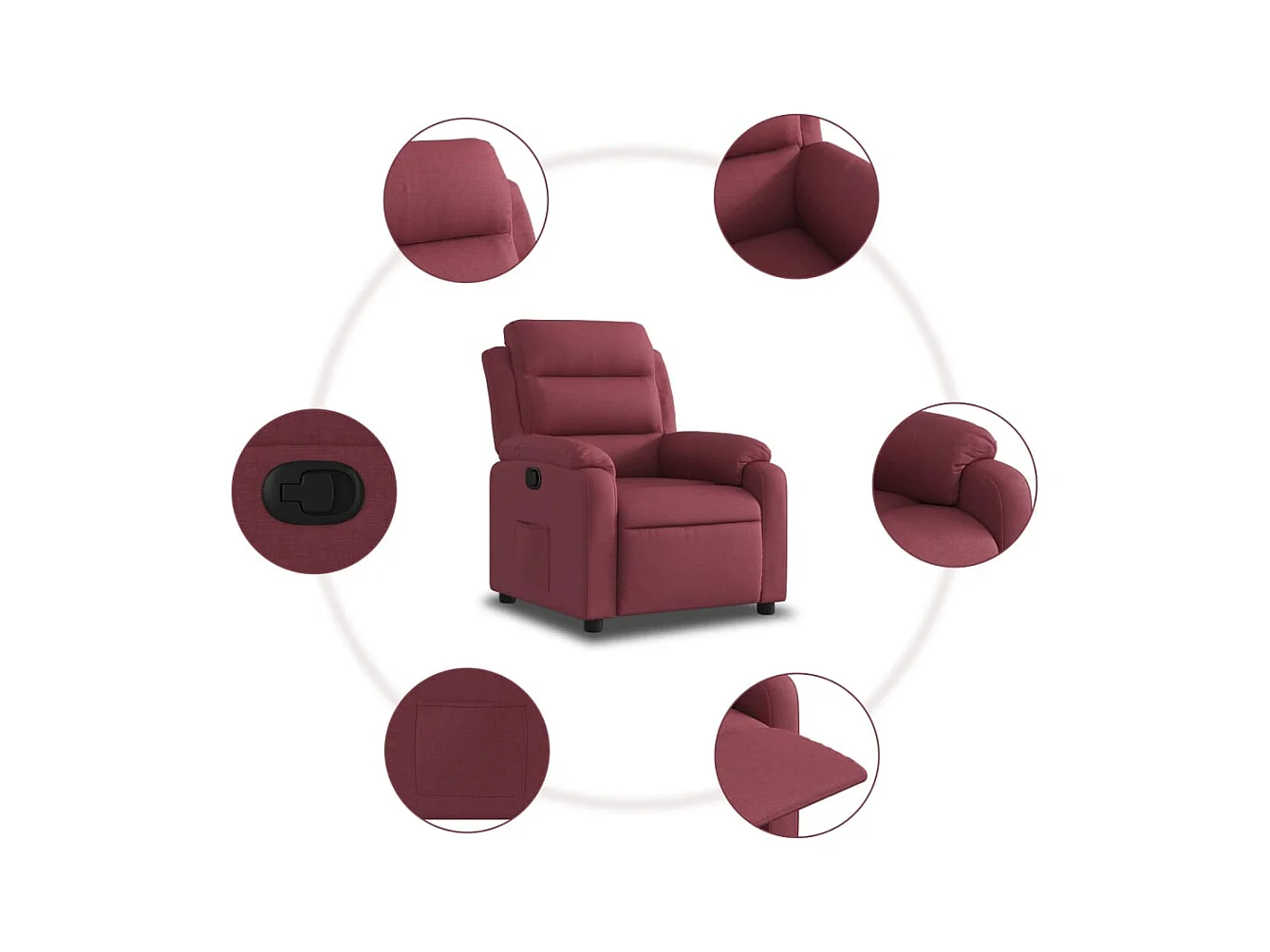 Sillón de relax | Silla | Sillón reclinable de tela rojo tinto SHL9617
