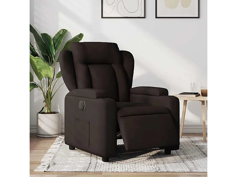 Fauteuil inclinable électrique-Chaise de relax-Fauteuil salon Marron foncé Tissu SHL4346