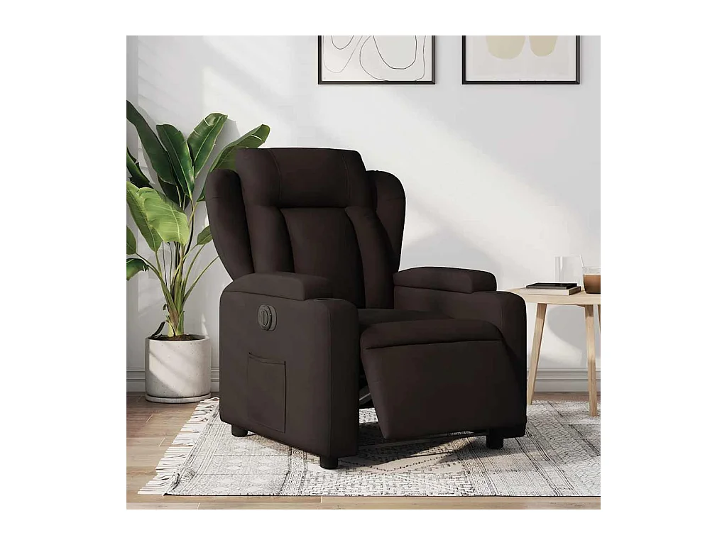 Fauteuil inclinable électrique-Chaise de relax-Fauteuil salon Marron foncé Tissu SHL4346