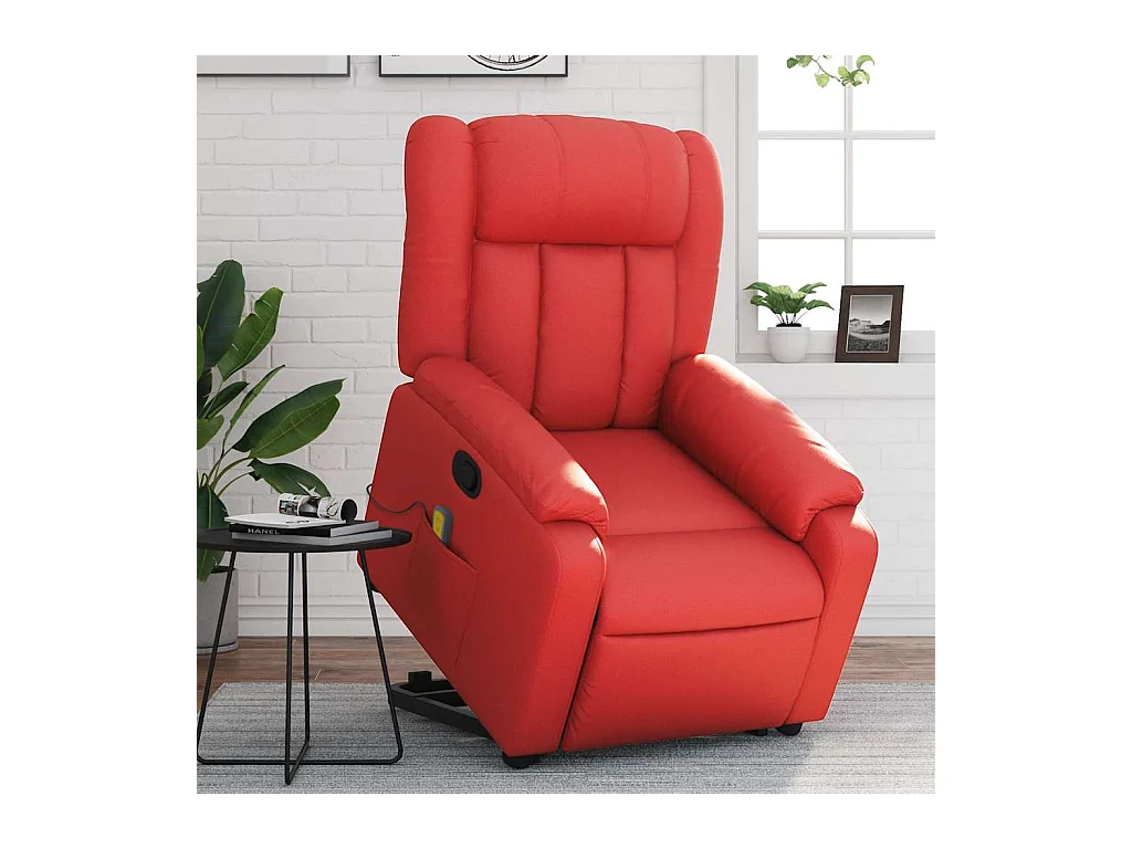 Sillón de relax | Sillón reclinable de masaje de pie cuero artificial rojo SHL5982