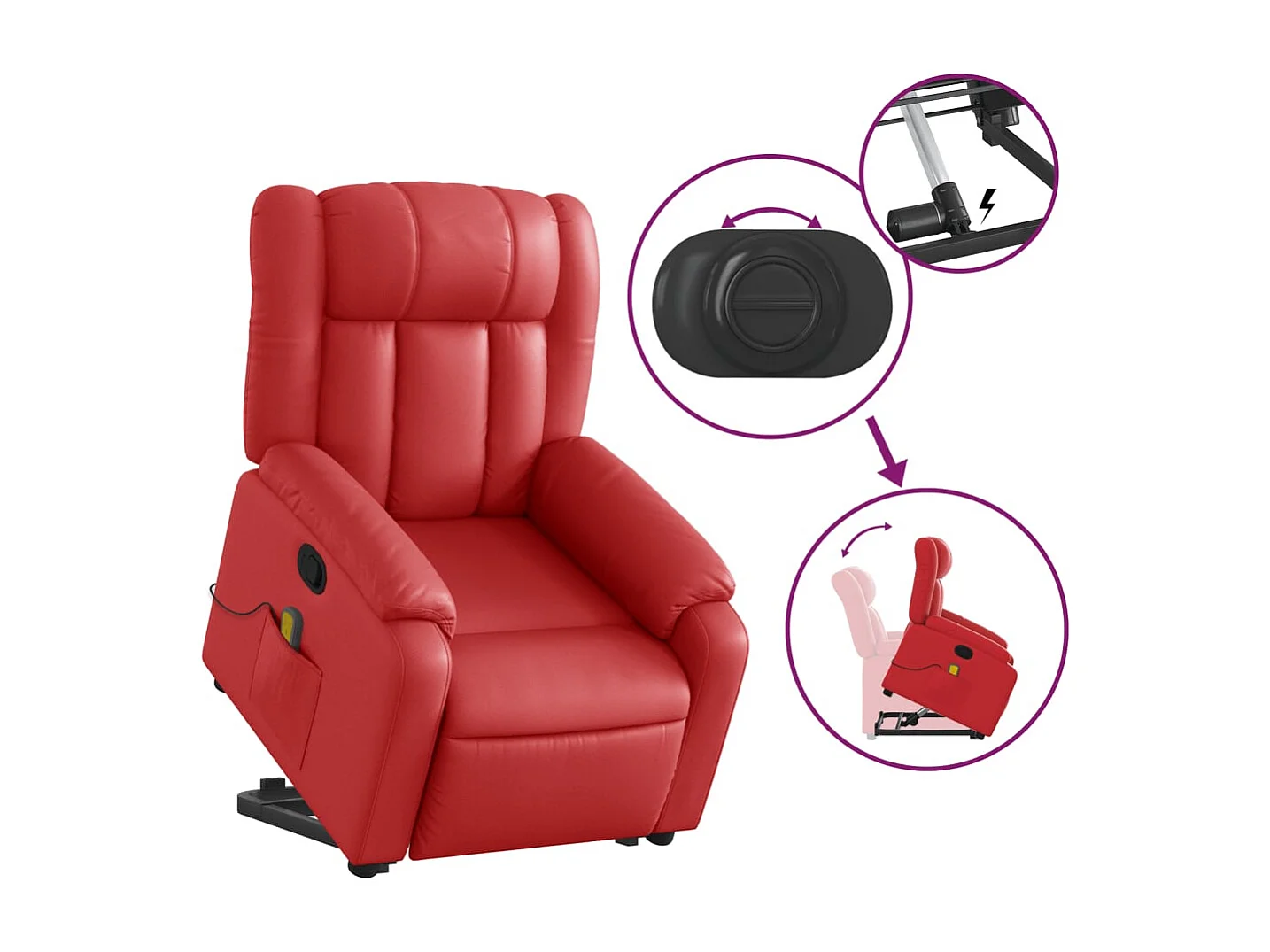 Fauteuil inclinable-Chaise de relax-Fauteuil de Massage Rouge Similicuir SHL4043