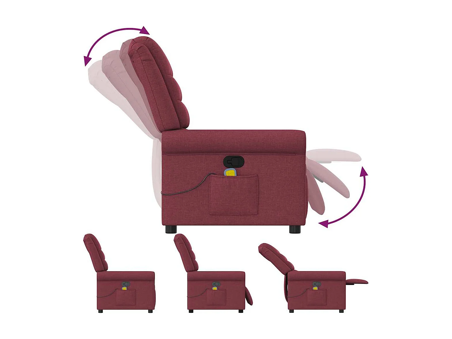 Fauteuil inclinable-Chaise de relax-Fauteuil de Massage Rouge bordeaux Tissu SHL2648