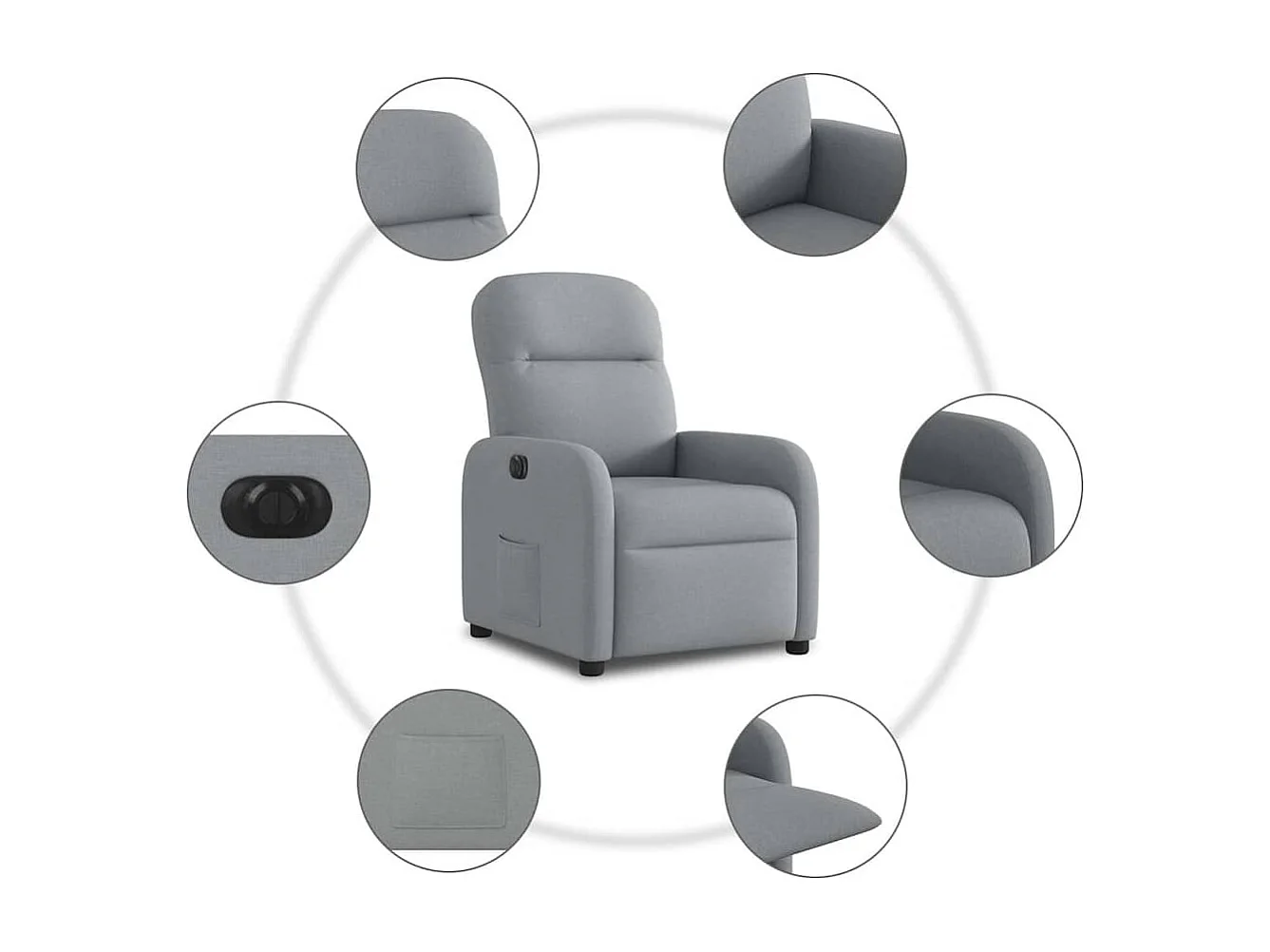 Sillón de relax | Silla | Sillón reclinable eléctrico tela gris claro SHL4067