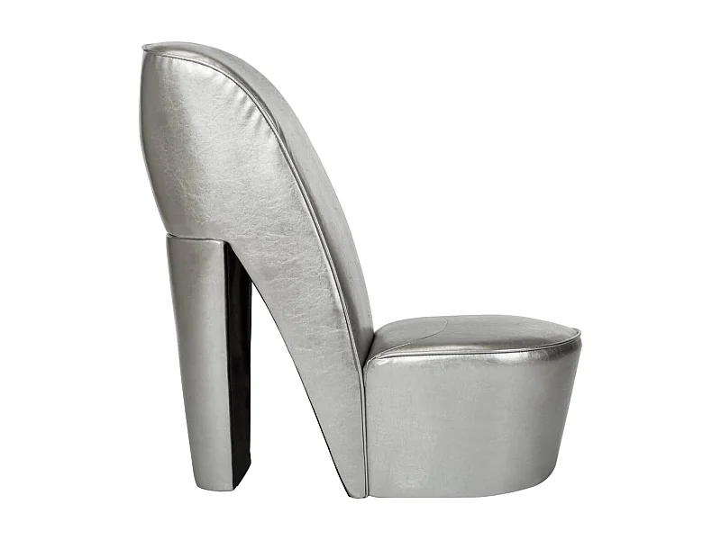 Sillón de salón con forma de zapato de tacón cuero sintético plateado SHL6715