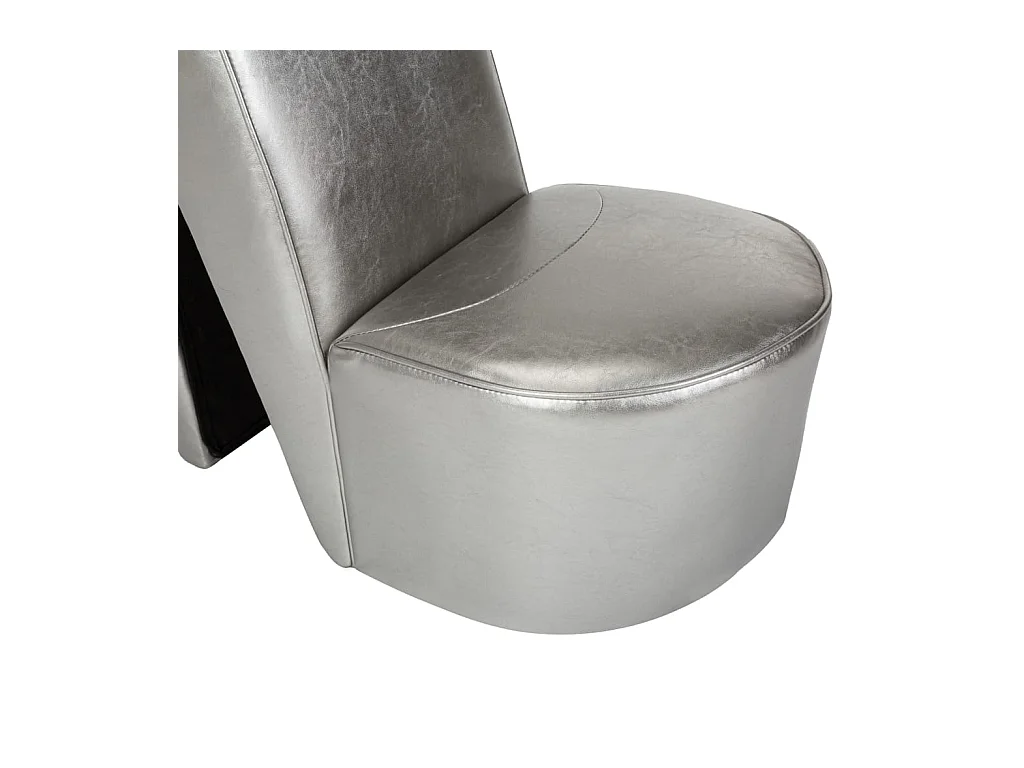 Fauteuil de salon-Chaise en forme de chaussure à talon haut argenté similicuir SHL1150