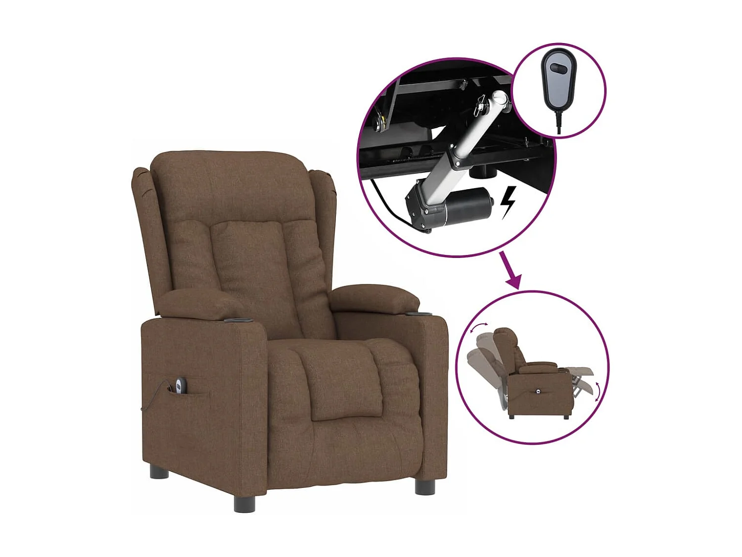 Poltrona elétrica reclinável tecido castanho SHL952797