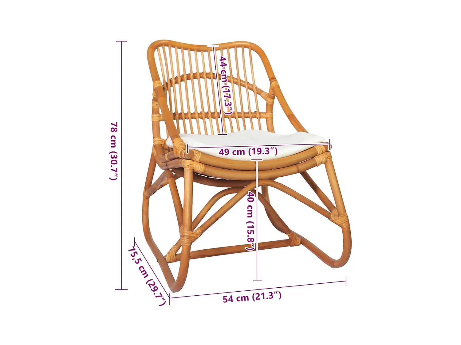 Silla de ratán lino marrón claro SHL8327