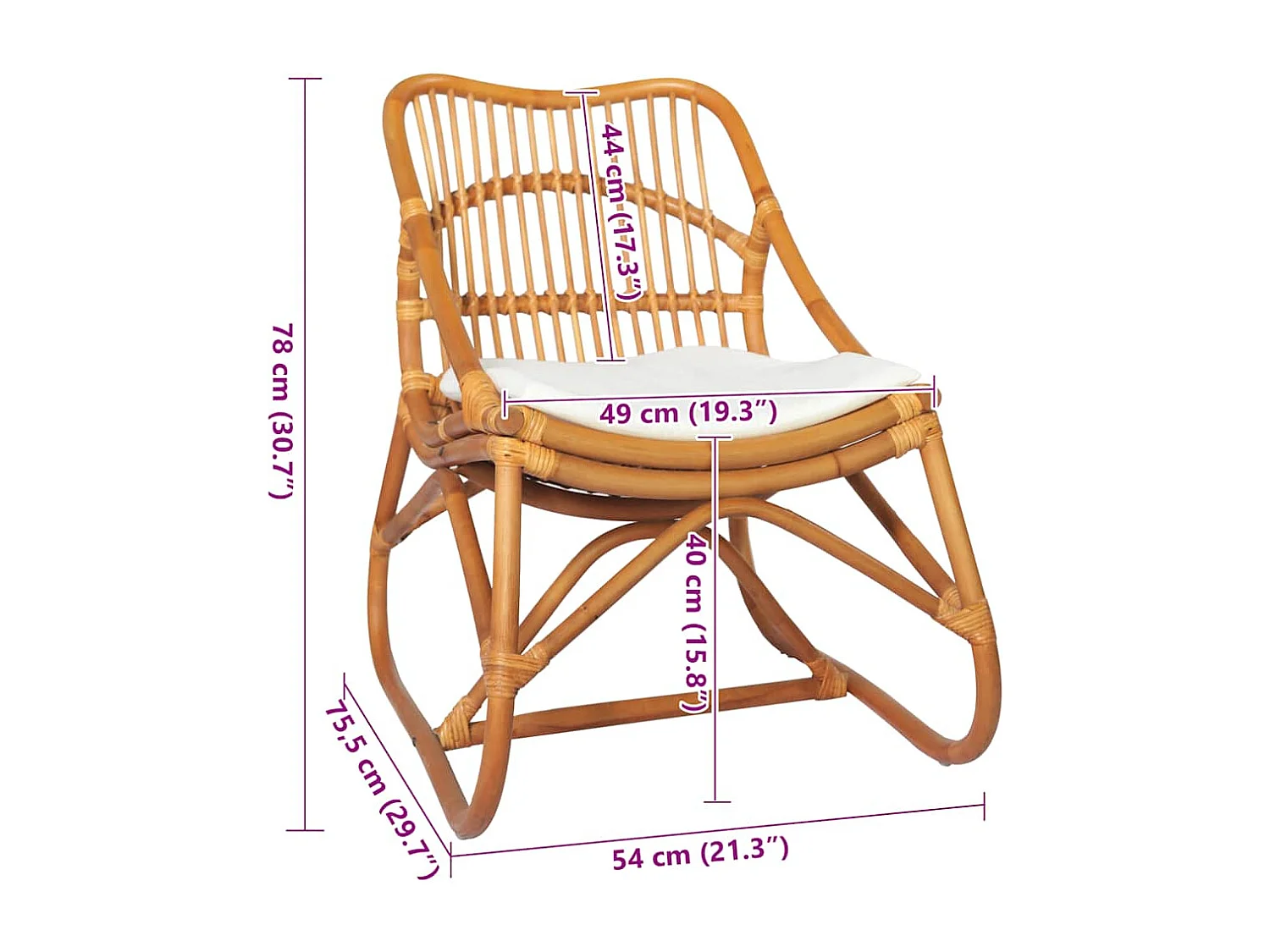 Fauteuil de salon-Chaise en rotin Marron clair Lin SHL2452