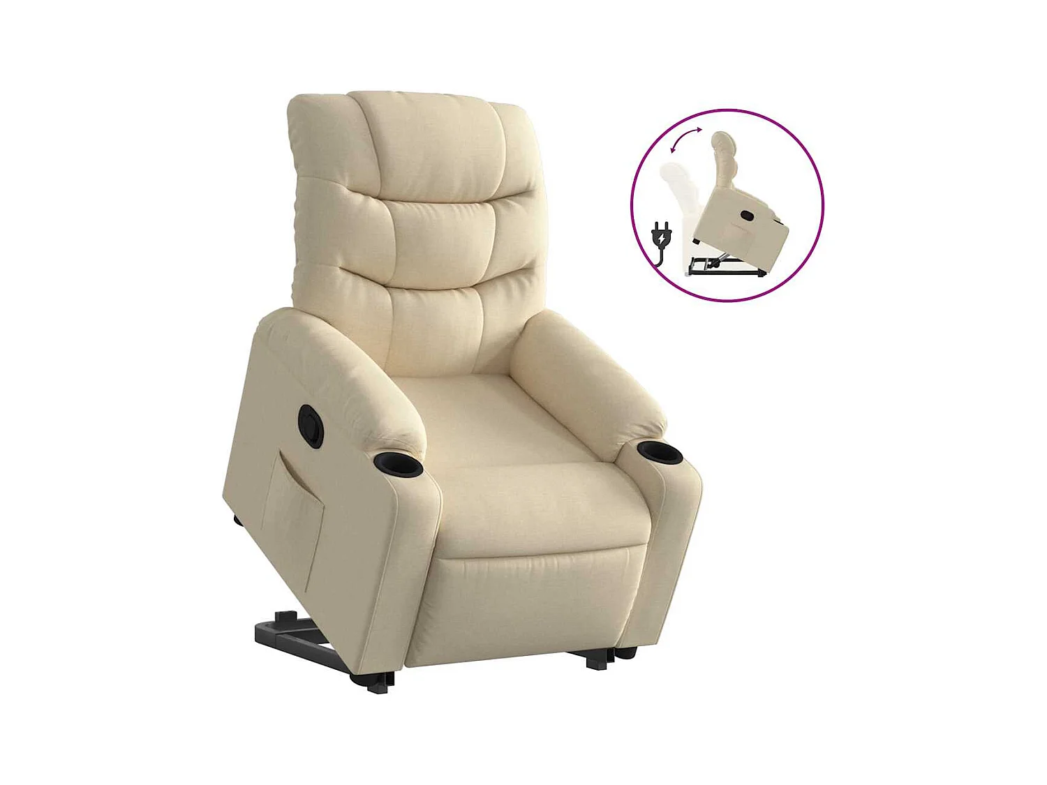 Fauteuil inclinable-Chaise de relax-Fauteuil salon Crème Tissu SHL4314