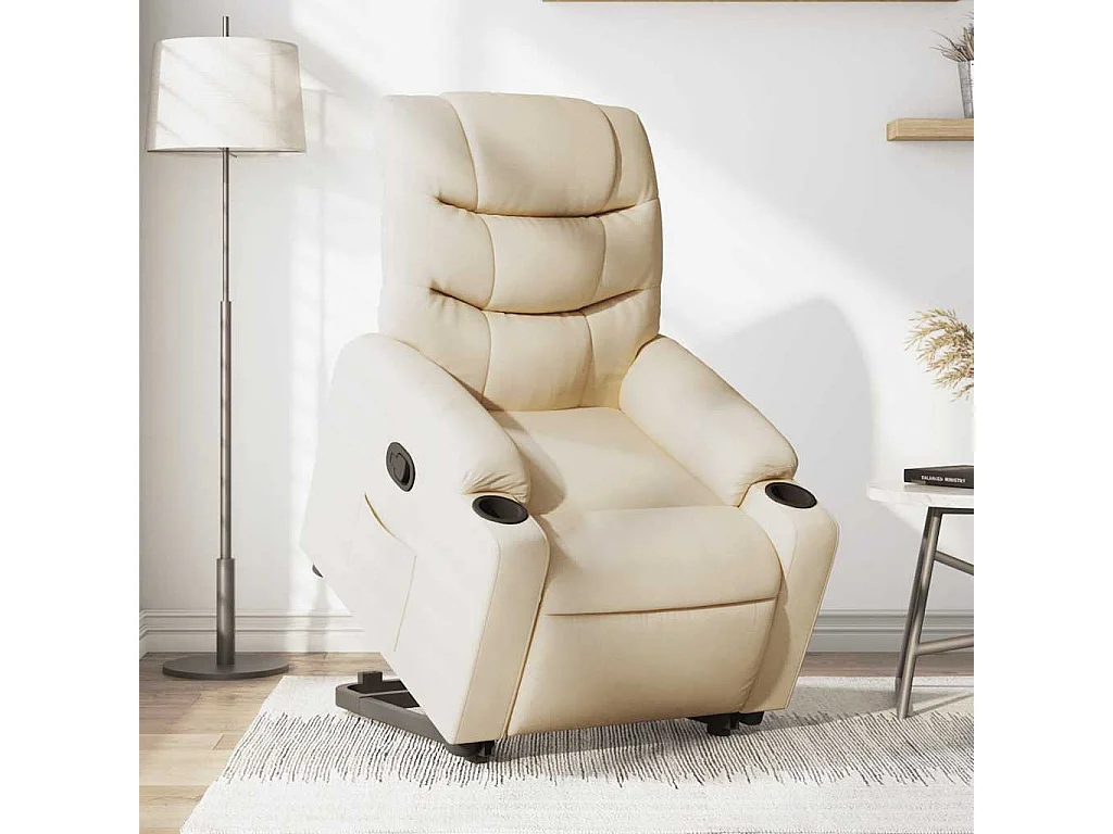 Fauteuil inclinable-Chaise de relax-Fauteuil salon Crème Tissu SHL4314