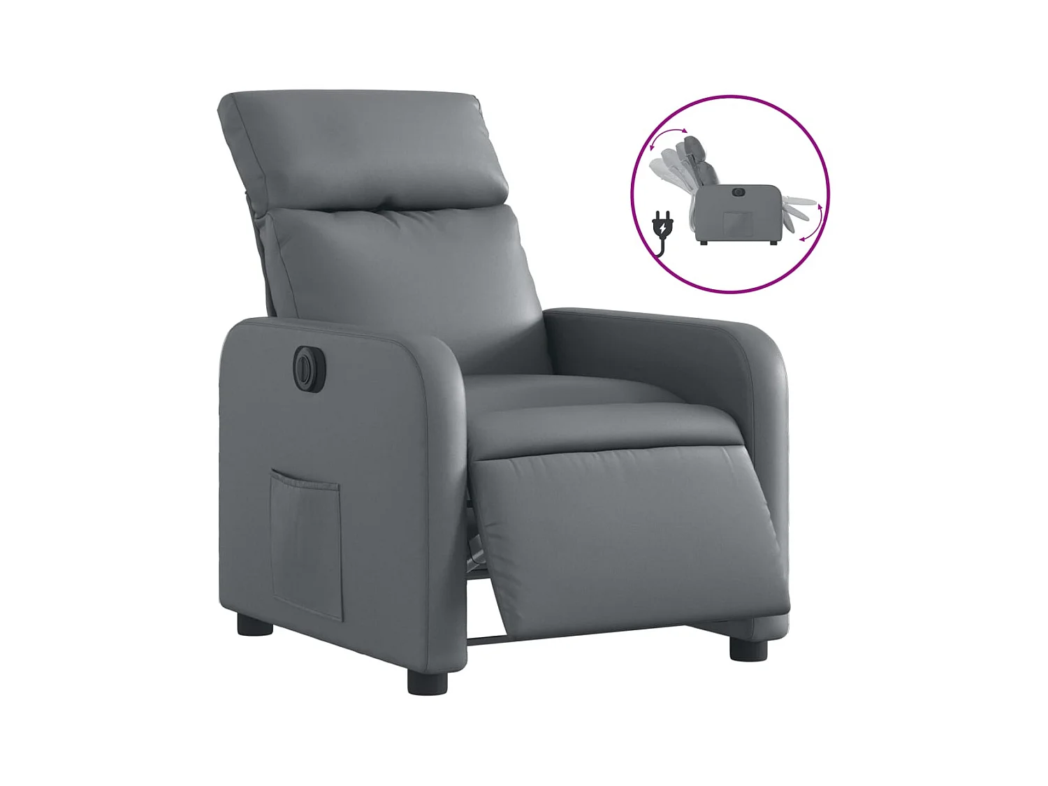 Fauteuil inclinable électrique-Chaise de relax-Fauteuil salon Gris Similicuir SHL3475