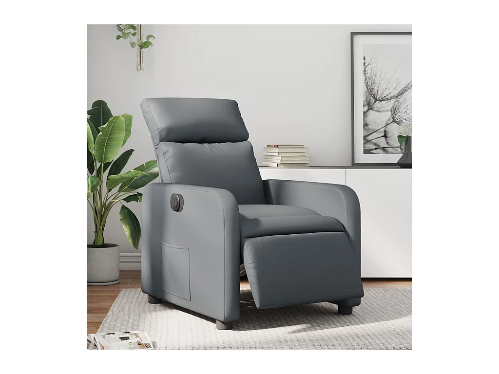 Fauteuil inclinable électrique-Chaise de relax-Fauteuil salon Gris Similicuir SHL3475