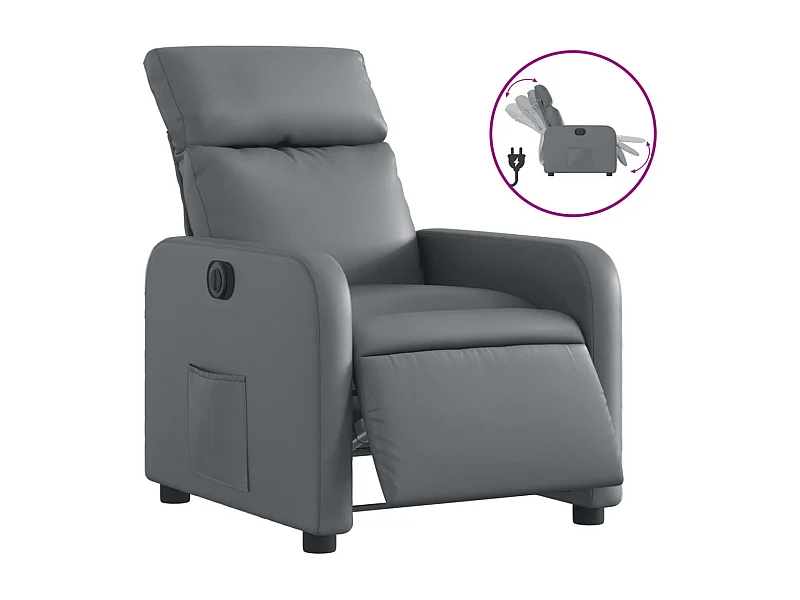 Fauteuil inclinable électrique-Chaise de relax-Fauteuil salon Gris Similicuir SHL3475