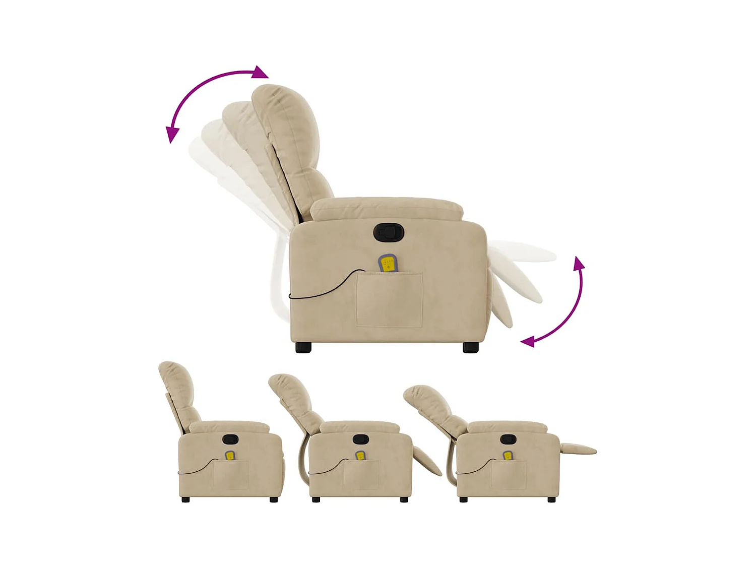 Sillón de relax | Sillón reclinable de masaje tela de microfibra color crema SHL9657