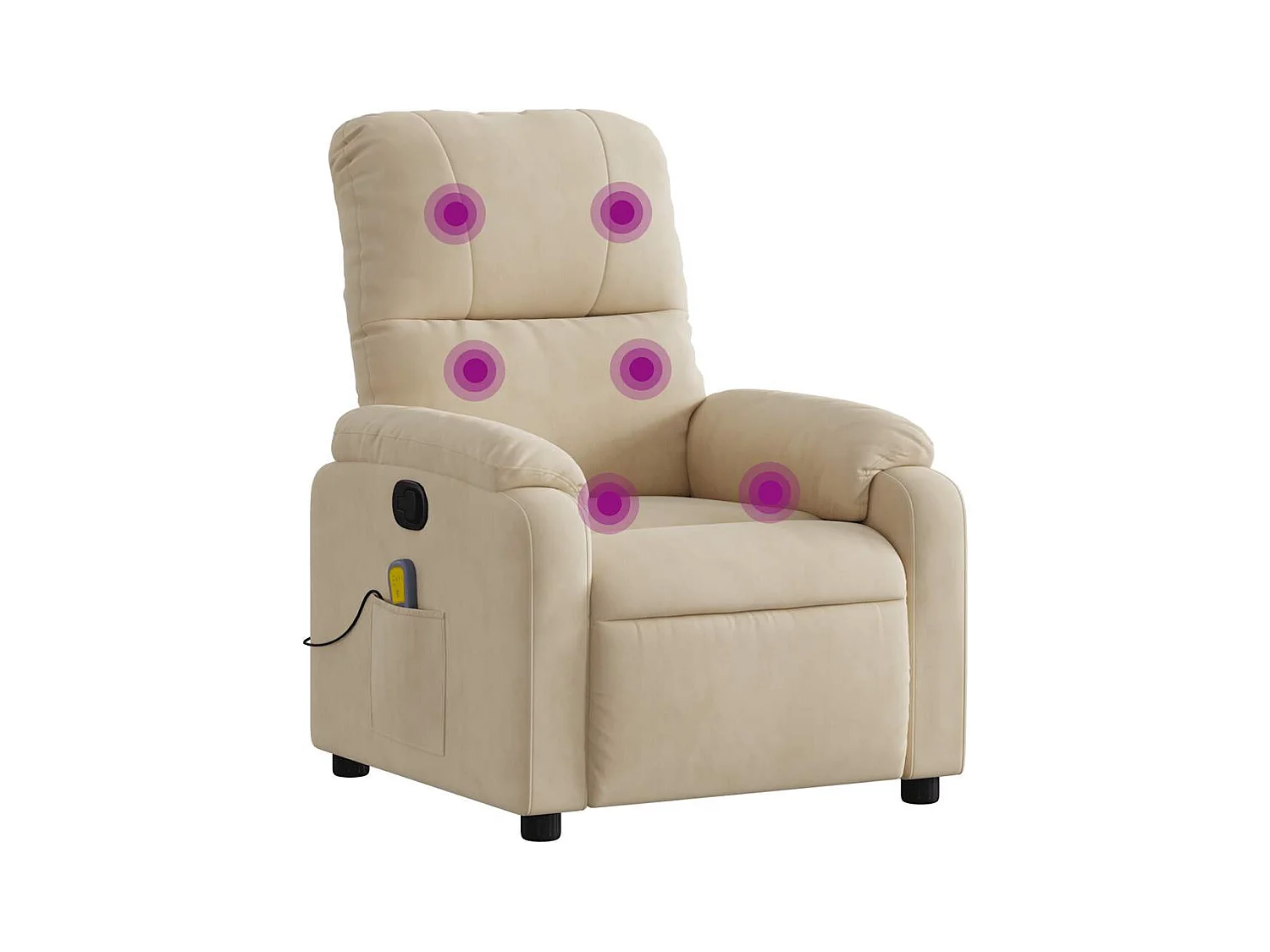 Fauteuil inclinable-Fauteuil salon de massage crème tissu microfibre SHL2608