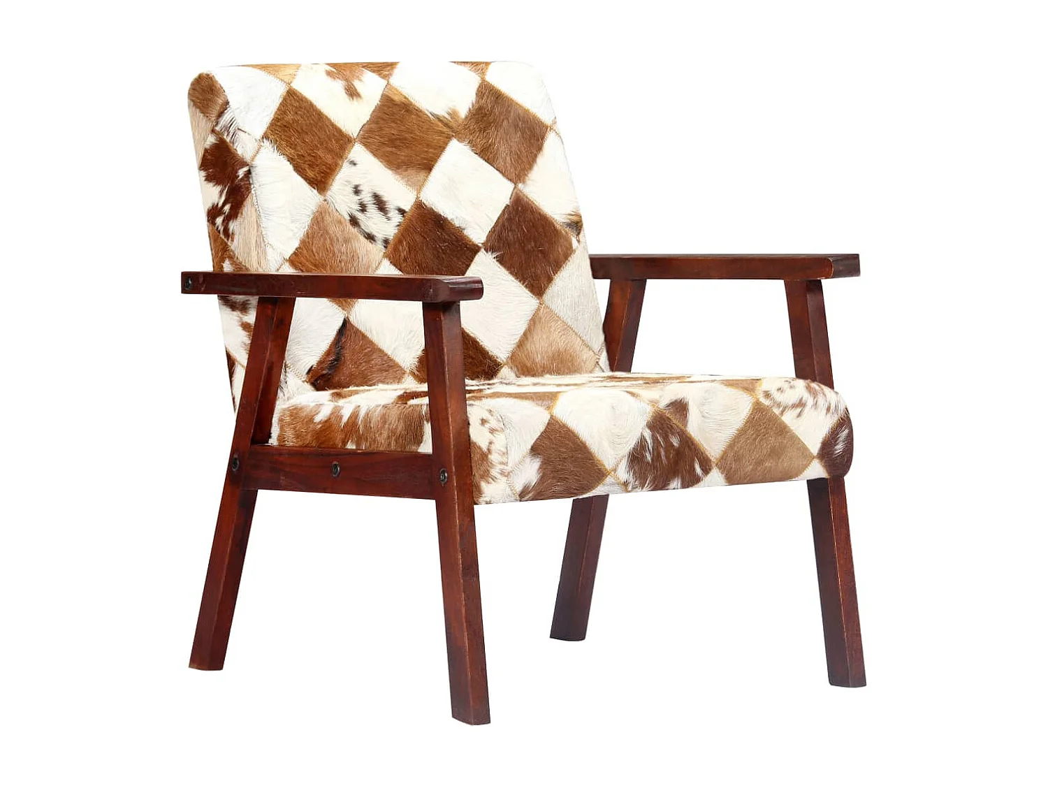 Fauteuil salon-Chaise de relax-Fauteuil blanc et marron cuir véritable de chèvre SHL2056