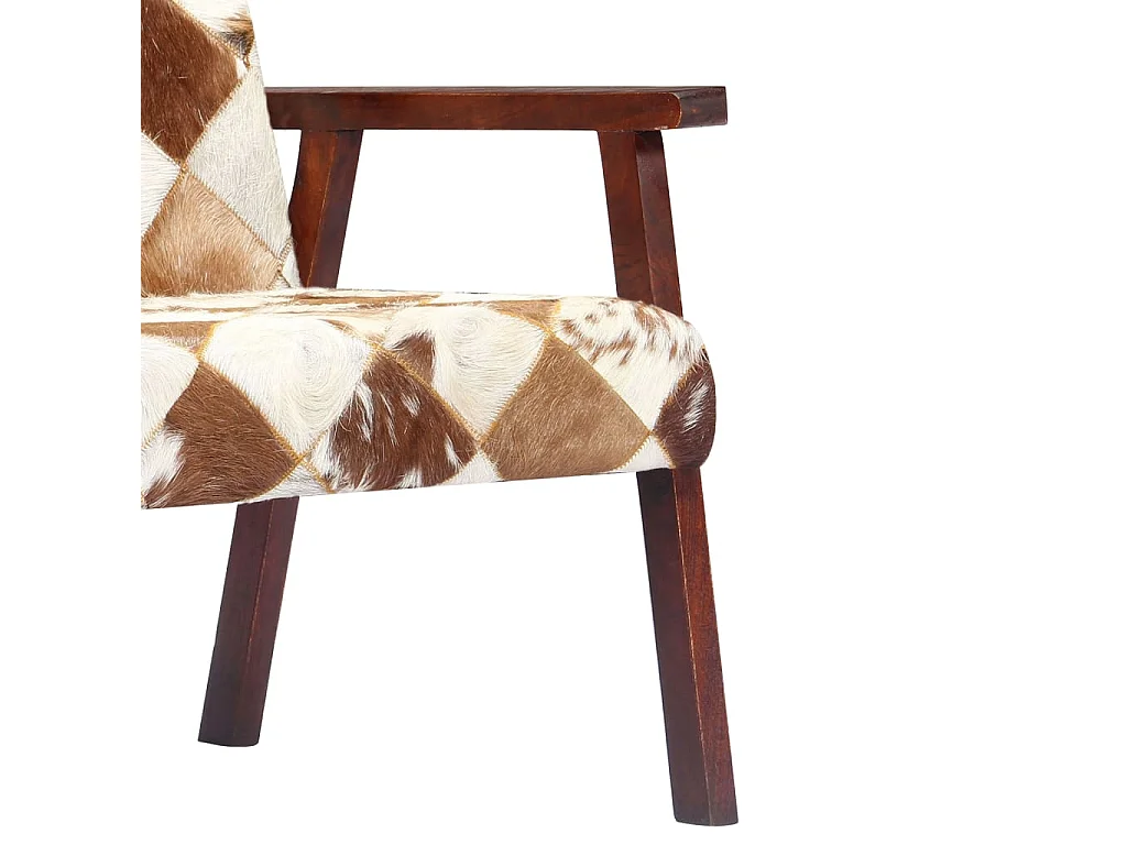 Fauteuil salon-Chaise de relax-Fauteuil blanc et marron cuir véritable de chèvre SHL2056