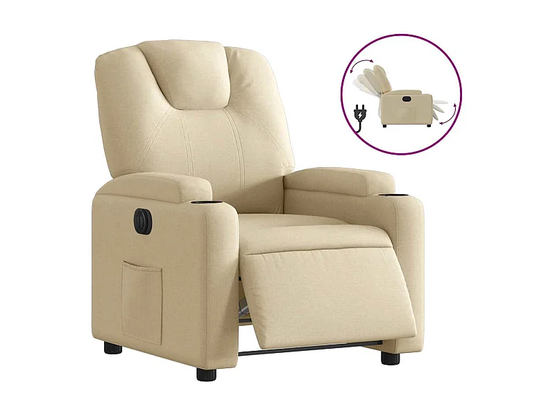 Fauteuil inclinable électrique-Chaise de relax-Fauteuil salon Crème Tissu SHL2043