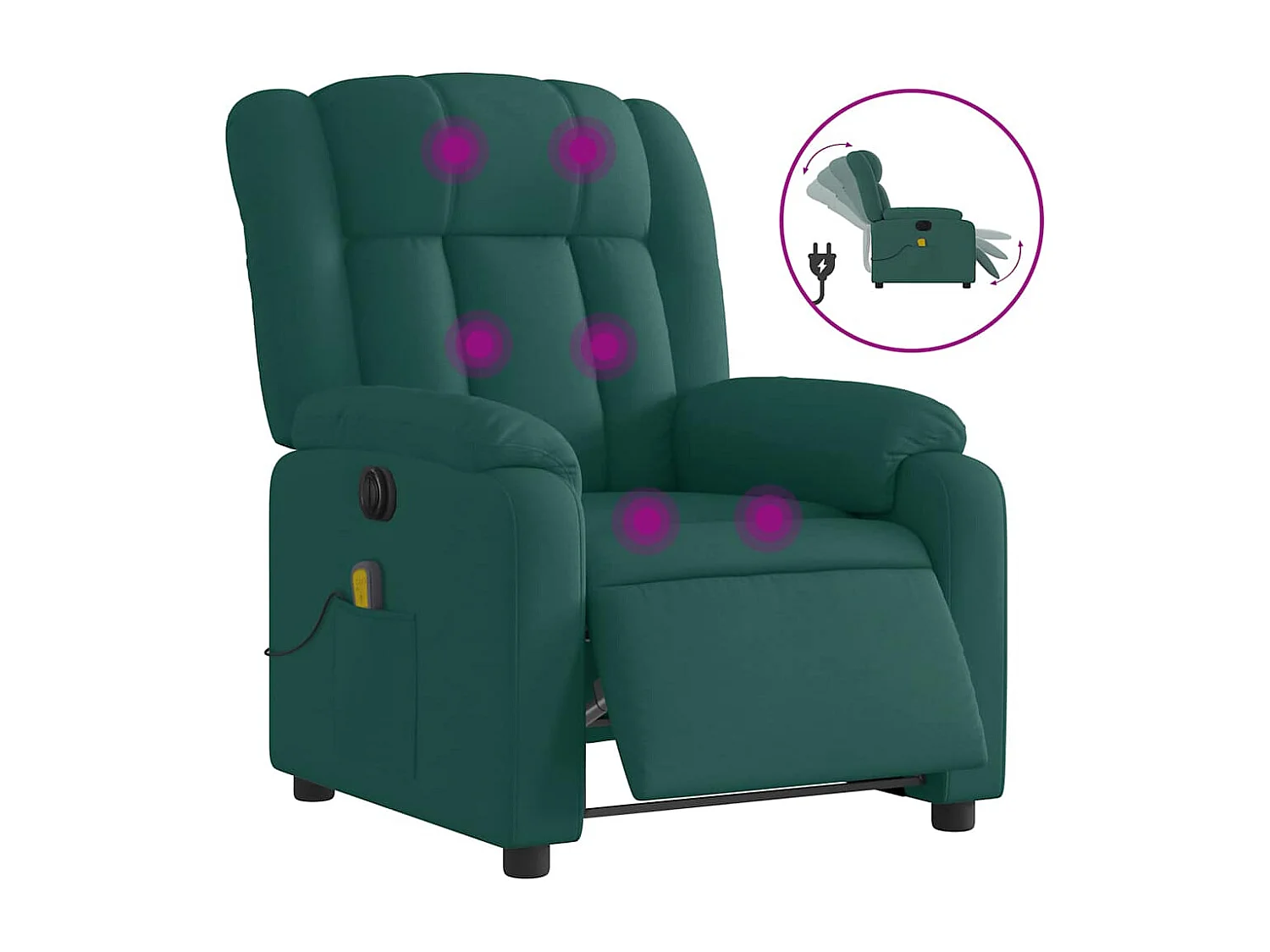 Fauteuil inclinable électrique-Fauteuil de massage de Salon Vert foncé Tissu SHL1471