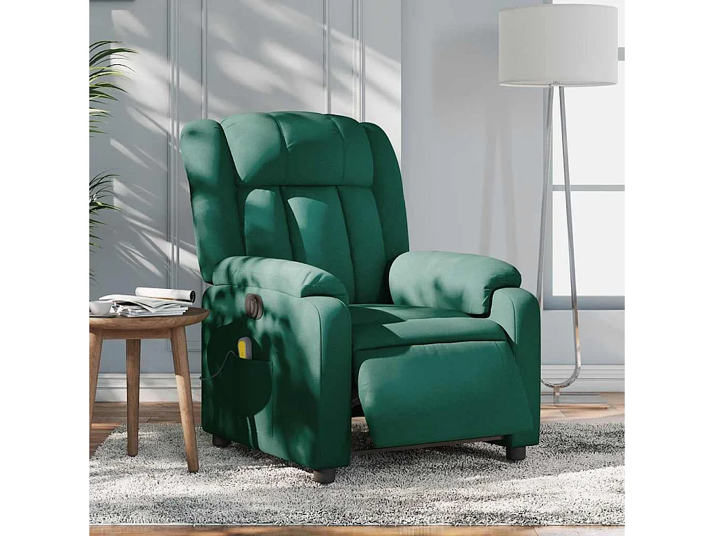 Fauteuil inclinable électrique-Fauteuil de massage de Salon Vert foncé Tissu SHL1471