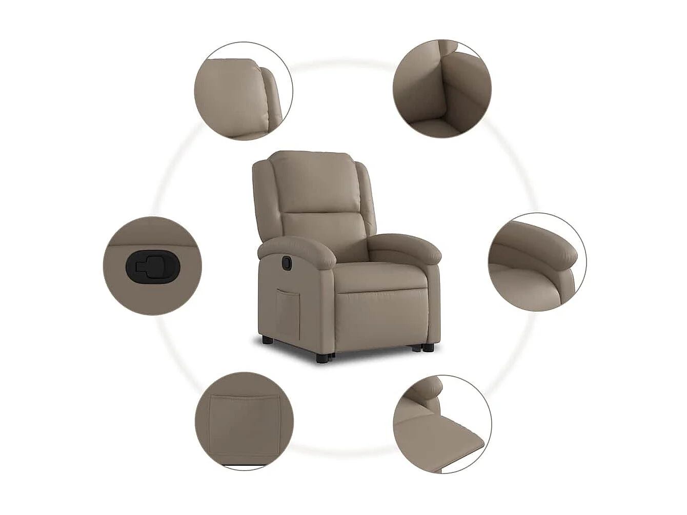 Fauteuil inclinable-Chaise de relax-Fauteuil salon Cappuccino Similicuir SHL1822