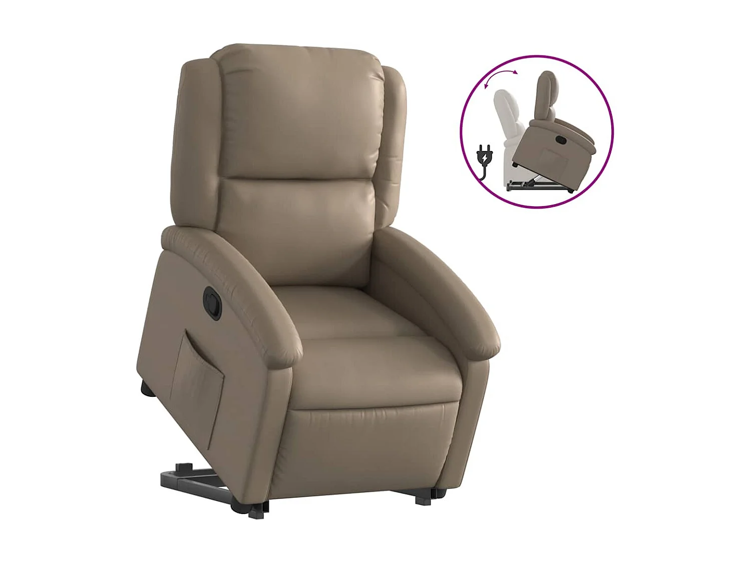Relaxsessel | Lounge Sessel für Wohnzimmer mit Aufstehhilfe Cappuccino-Braun Kunstleder SHL43675