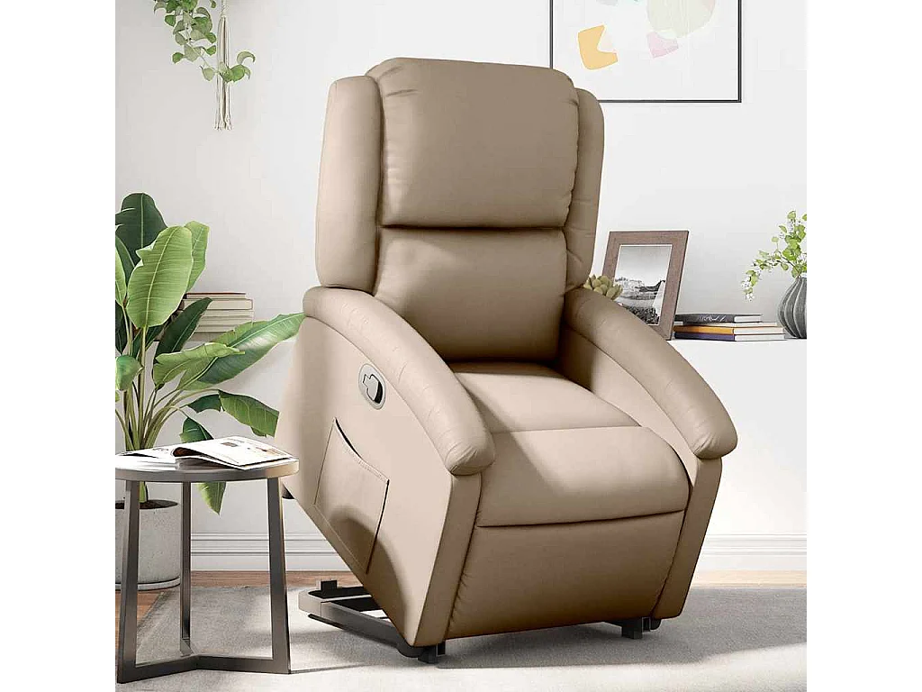 Relaxsessel | Lounge Sessel für Wohnzimmer mit Aufstehhilfe Cappuccino-Braun Kunstleder SHL43675
