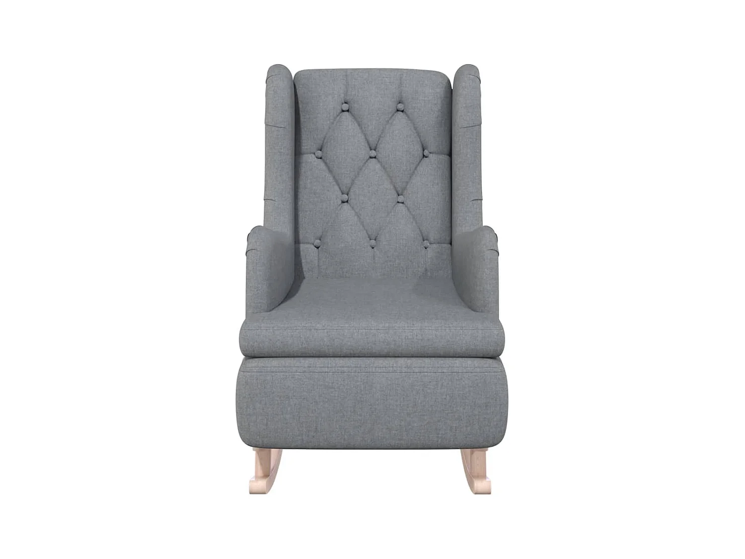 Sillón de salón con patas mecedoras madera maciza caucho tela gris claro SHL8038