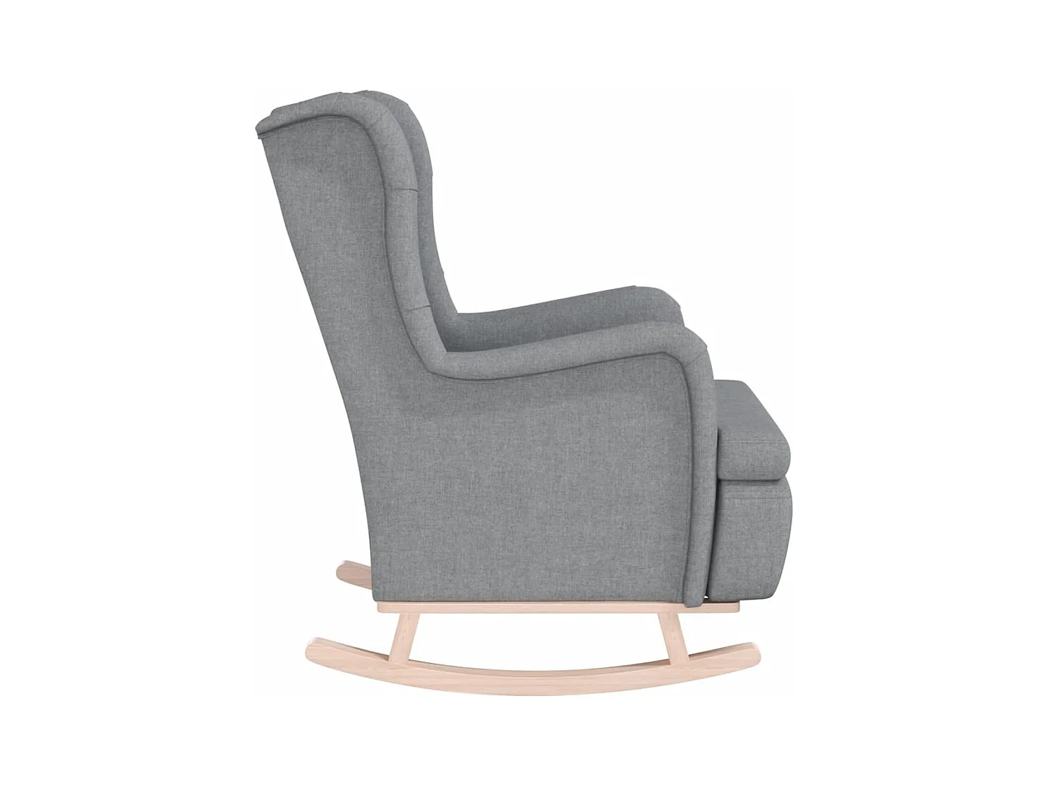 Sillón de salón con patas mecedoras madera maciza caucho tela gris claro SHL8038