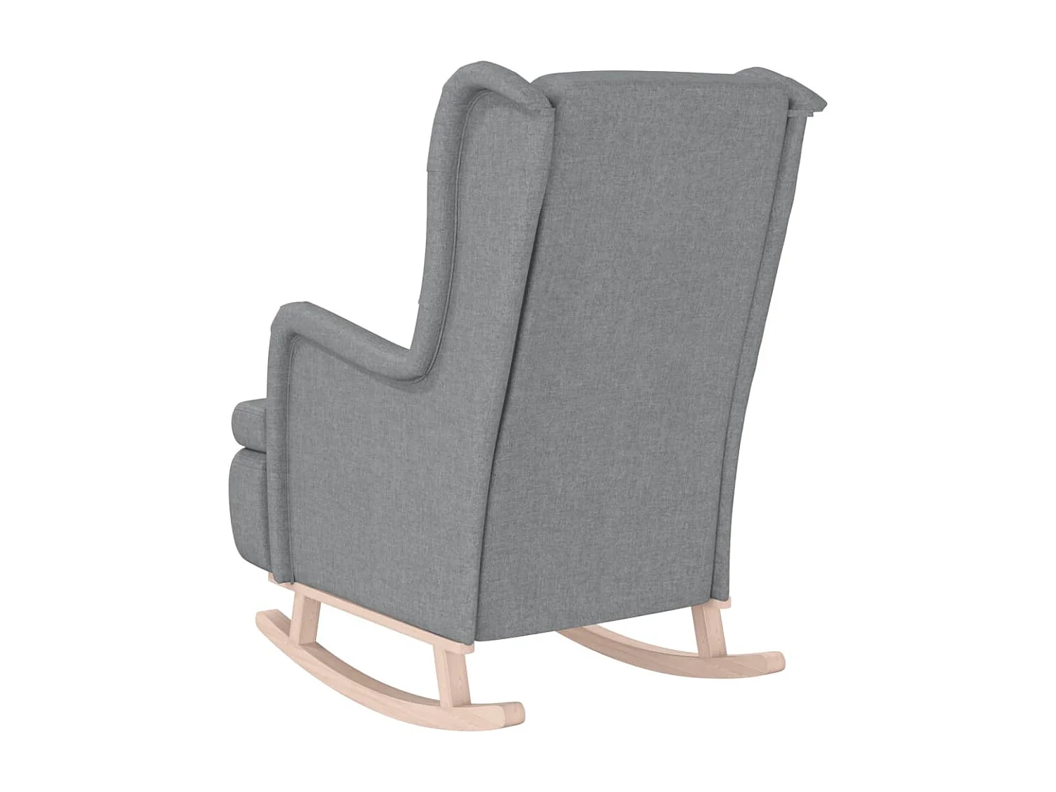 Sillón de salón con patas mecedoras madera maciza caucho tela gris claro SHL8038