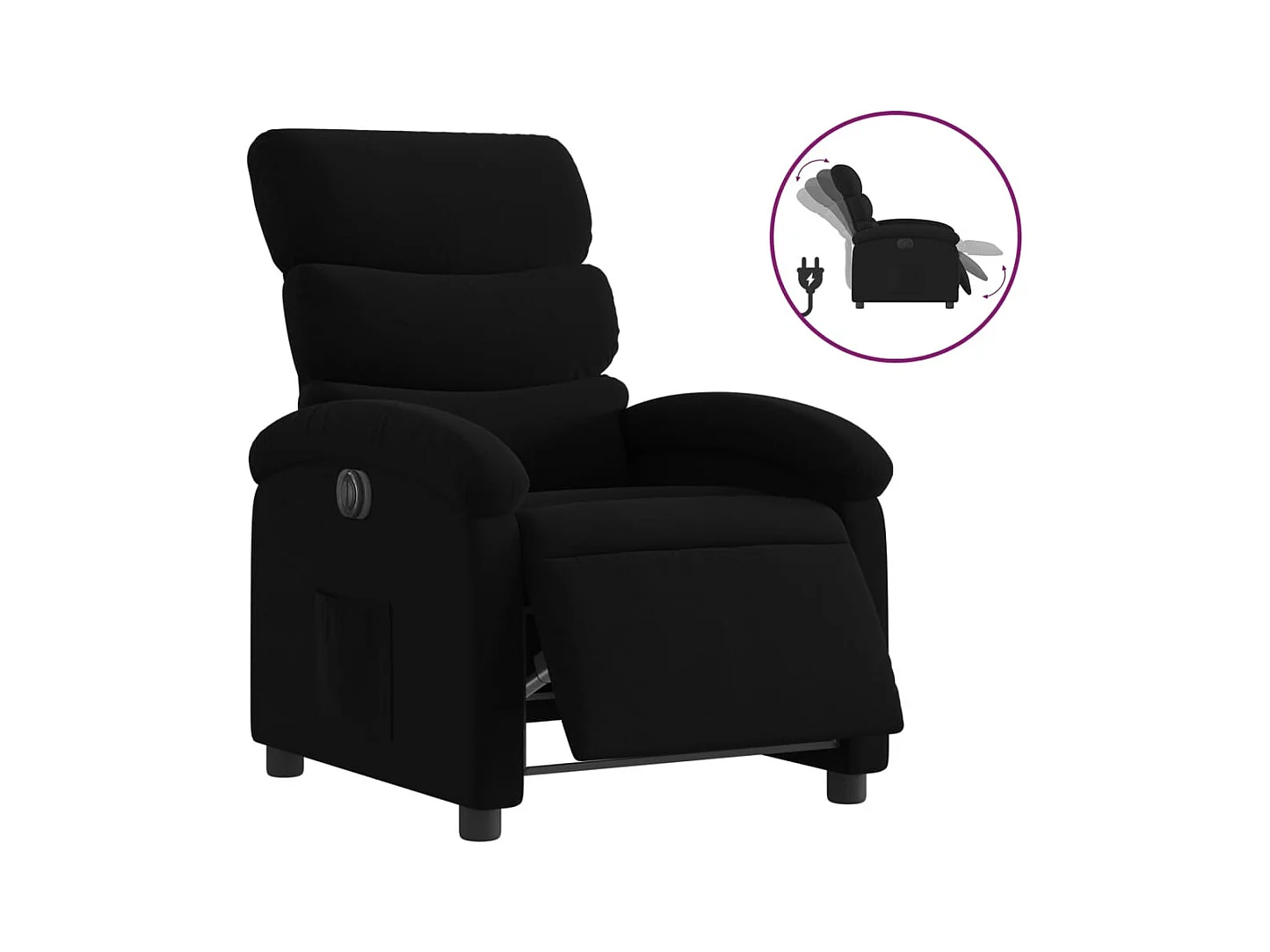 Fauteuil inclinable électrique-Chaise de relax-Fauteuil salon Noir Tissu SHL4076