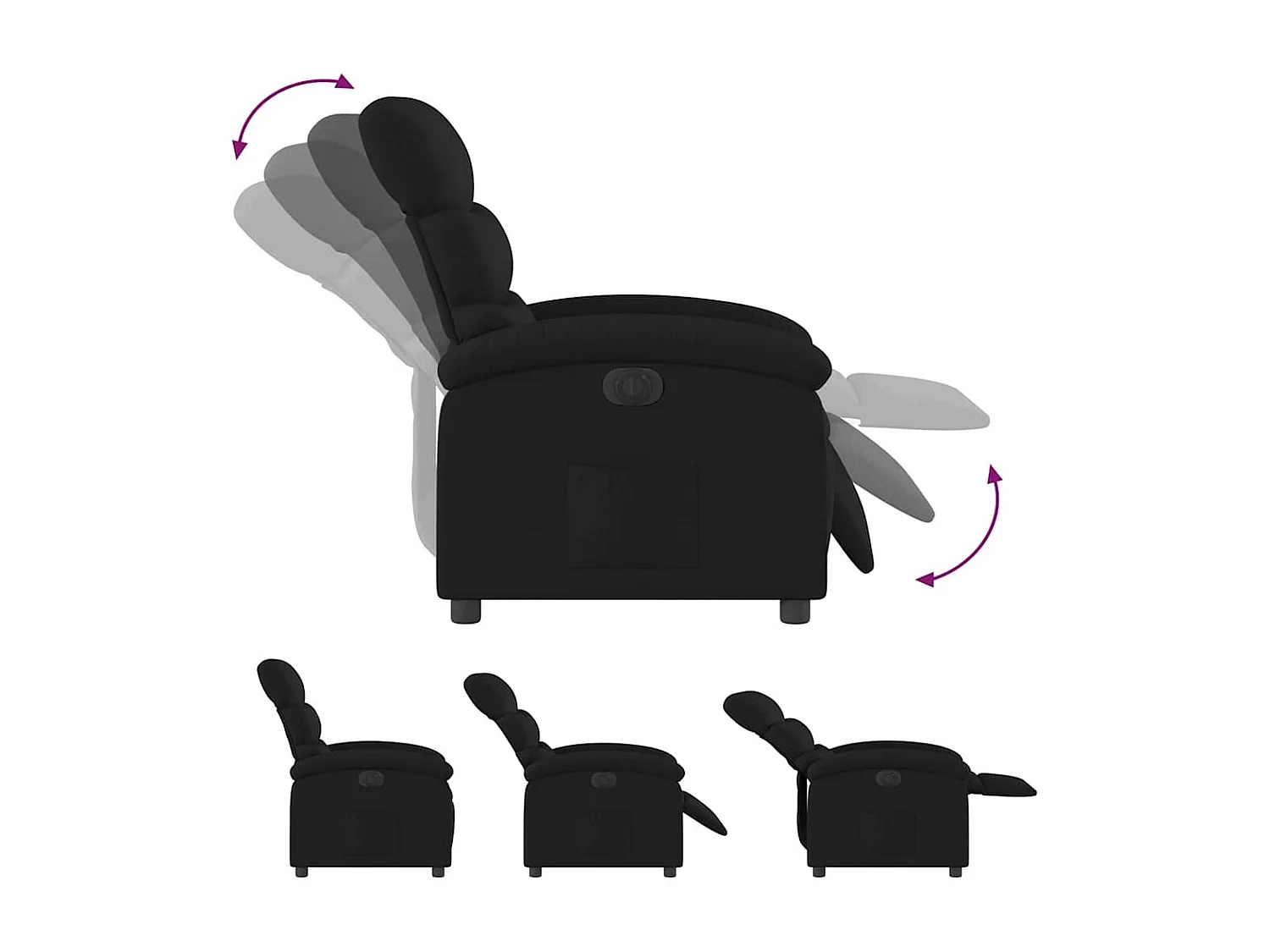 Sillón de relax | Silla | Sillón reclinable eléctrico de tela negro SHL4711