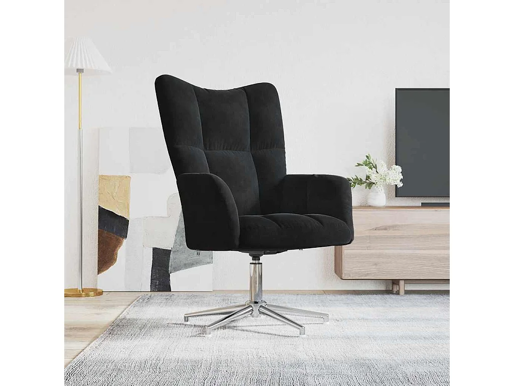 Relaxsessel | Lounge Sessel Schwarz Samt SHL74978