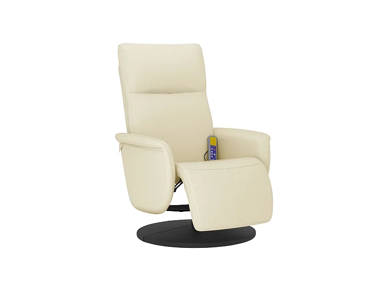 Sillón de relax | Sillón reclinable masaje con reposapiés cuero sintético crema SHL3559