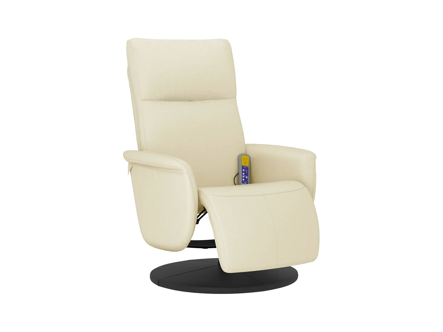 Fauteuil inclinable-Fauteuil de massage repose-pieds crème similicuir SHL3158