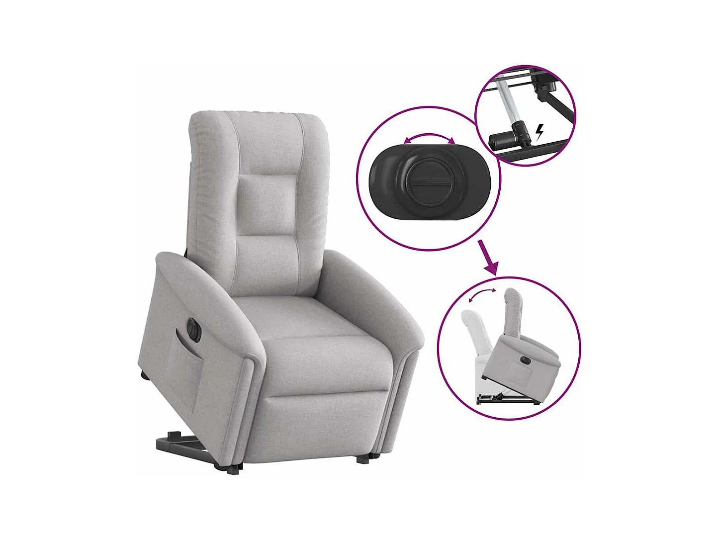 Fauteuil inclinable électrique-Chaise de relax-Fauteuil TV gris nuage tissu SHL2892