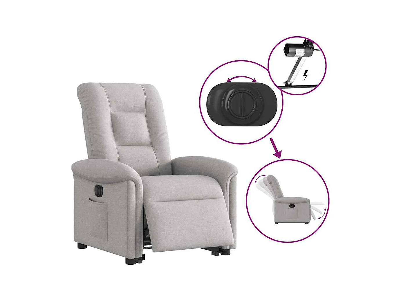Fauteuil inclinable électrique-Chaise de relax-Fauteuil TV gris nuage tissu SHL2892