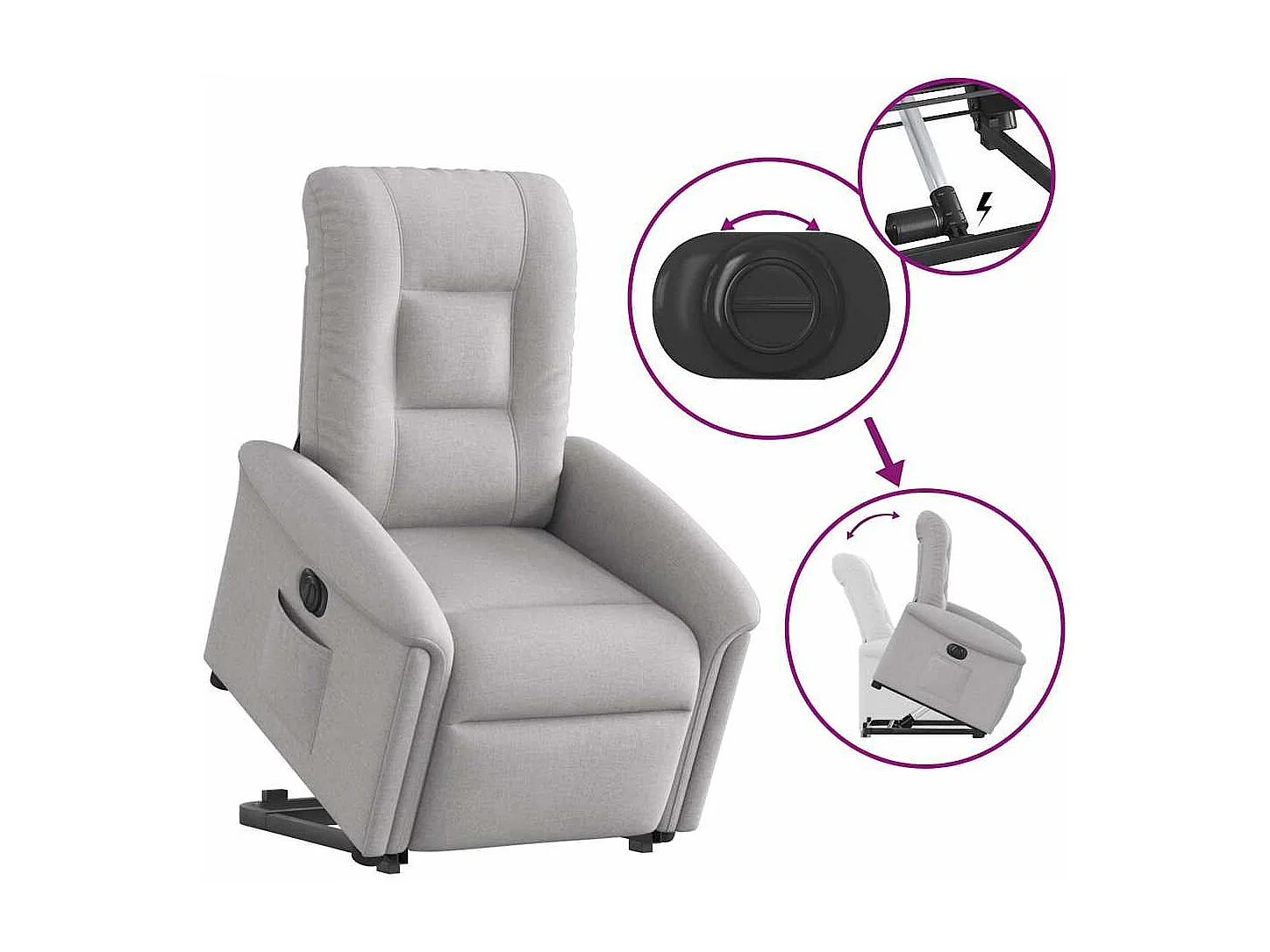 Fauteuil inclinable électrique-Chaise de relax-Fauteuil TV gris nuage tissu SHL2892
